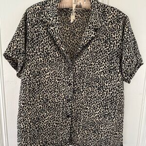 Vintage 90s Entourage Leopard Print Button Down